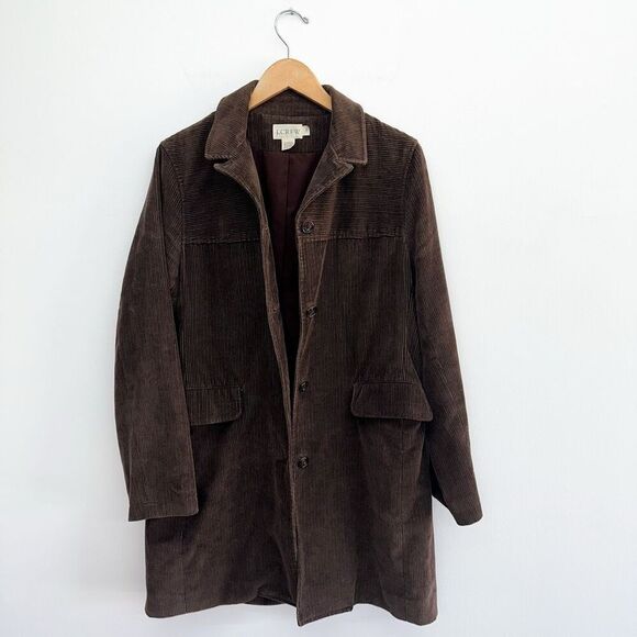 J. Crew Women’s Dark Brown Corduroy 4 Button Collar Y2K 90s Chore Coat - Picture 2 of 12